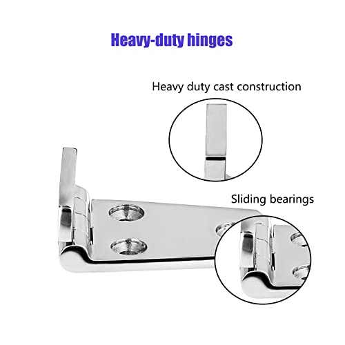Marine Boat Hatch Hinges Stainless Steel, 3 Inch X 1.5 Inches(76 X 38Mm) 5 Holes, No Noise, Heavy Duty 316 Stainless Steel With Screws (4 Pcs) #TOP3