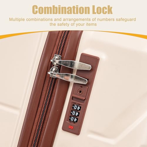 Image of 28 Inch ABS Hard Shell Large Luggage With Combination Lock and Side Hooks, Beige