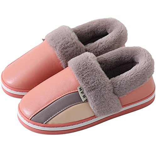 Hsyooes Zapatillas Mujer Invierno Hombre Resistente al Agua Interior Casa Caliente Slippers Suave Algodón Zapatilla Pareja Zapatos Cover
