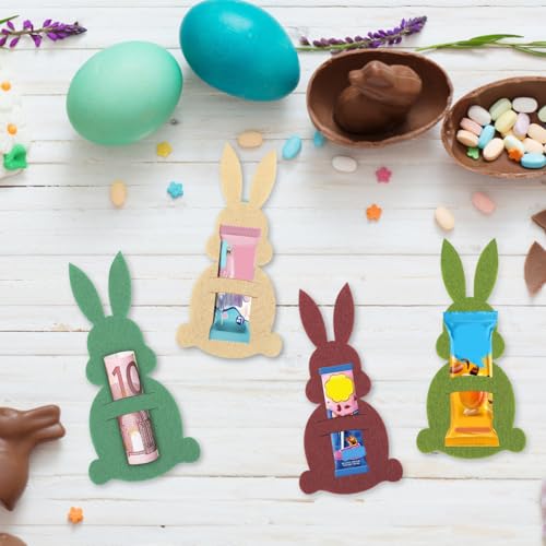 Exsink Osterhasen Geldgeschenk Verpackung, 12 Stück Filz Geschenkhalter für Geldscheine, Kreative Osterdekoration in 6 Farben