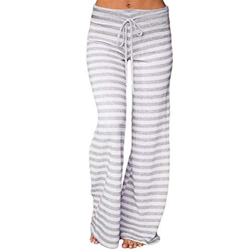 2026 Leggings da donna a righe a vita alta elastici a gamba larga pantaloni da danza yoga, Grigio, XXL