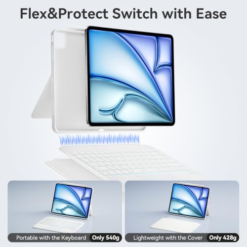 Image of WIWU iPad Air M3 11 inch Keyboard Case Magnetic Detachable Backlit White