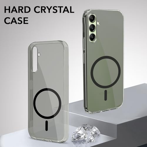 Image of Jkobi Lifetime Anti-Yellow MagSafe Compatible Clear Back Cover Case for Samsung Galaxy A14 4G | 5G (Sleek Hard Crystal | Shockproof and Camera Protection)