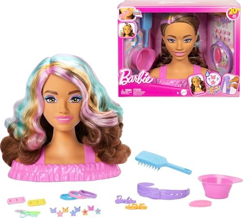 Barbie Tête à Coiffer Cheveux Blonds - 20 Accessoires Colorés Inclus - Jouet De Coiffure Créatif Dès 3 Ans - HMD88