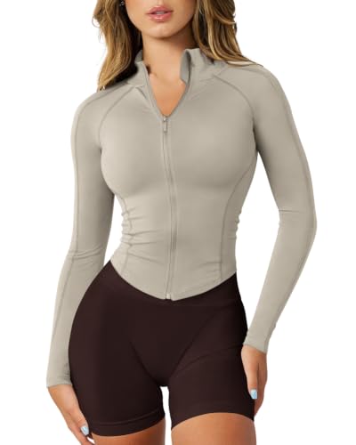 Image of GYM RAINBOW Womens Snatched Workout Jackets Lightweight Zip Up Slim Fit Gym Track Athletic Jackets with Thumb Holes