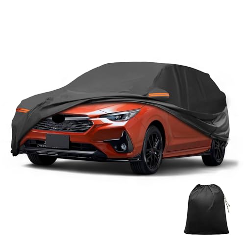 X AUTOHAUX 【インプレッサ】車ボディカバー 自動車カバー 新型100%防水生地&5層構造 軽量・女性でも楽々 裏起毛 塗装面保護 運転席ジッパー付き/ドア開閉可能/忘れ物をしても安心 耐強風 防風ロープ/収納袋付き 日焼け/梅雨対策 車中泊 仮眠 暑さ対策 UVカット