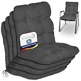 Beautissu 4er Set Niedriglehner Auflagen Set Flair NL Stuhlauflage 100x50x8cm Sitzkissen Niederlehner Gartenstühle Sitzauflagen Stuhlkissen Anthrazit