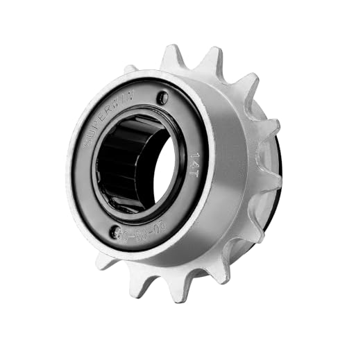 Hycline Single Speed Bike Freewheel: 14T Compatible with 1/2''×1/8'' Bicycle Freewheel - Threaded Type Freehub Replacement Parts (Black/Silver)