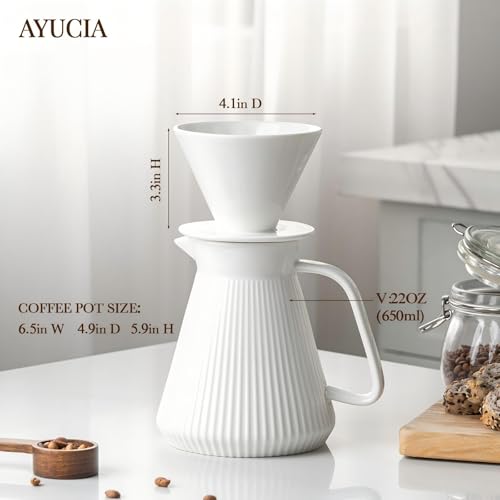 Image of Pour Over Coffee Maker Set V60 Coffee Dripper Set, White Cream,for Home Cafe Restaurant Camping