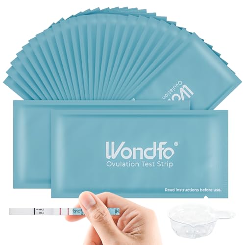 Wondfo Ovulationstest 25 Kinderwunsch Fruchtbarkeitstest für Frauen 25 miu inkl. 25 Urinbecher Eisprung Test mit Aufzeichnungskarte Leicht Abzulesen