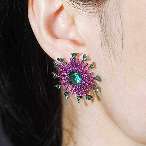 Boucles d'oreilles feux d'artifice fleur en cristal rouge pavé
