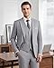 WULFUL Men's Slim Fit 3 Piece Suits Two Button Blazer Vest & Pants Tuxedo Set for Business Wedding Party Light Gray