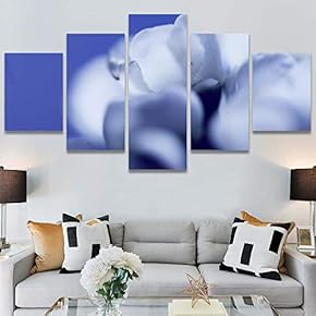 SIGNWIN 5 Panel Canvas Wall Art Blue Petals...