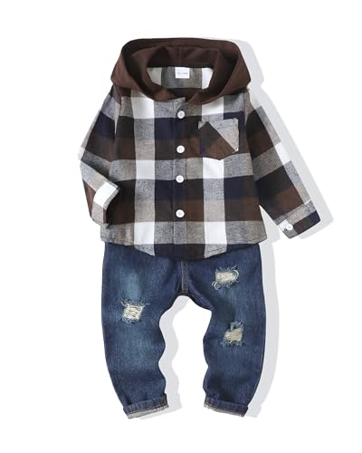 Image of Yhnslsf Toddler Baby Boy Clothes Fall Winter Outfits Infant Long Sleeve Shirt Jeans Sets Casual Kids Clothes for Boys 12M-5Y