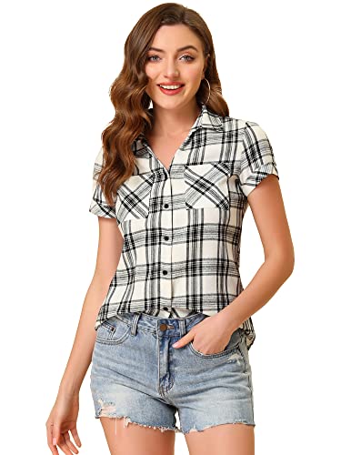 Chemise boutonnée femme Allegra K en coton léger à manches longues