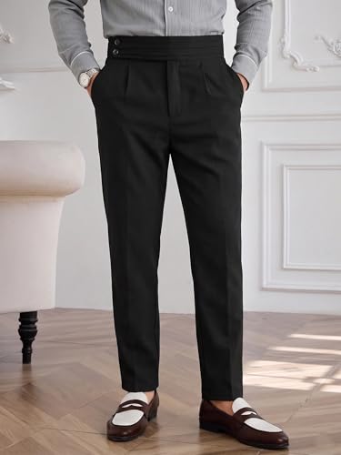 Image of TOPLOT Men's Cotton Casual Trouser | Elegant Pleated Front with Dual-Button Waistband | Comfortable Stretch Elasticity for Easy Movement | Tapered Ankle Finish | Casual & Office Wear (5277)