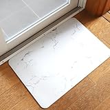 珪藻土 バスマット 【雑誌掲載モデル】(特許取得/デザイン豊富) すべり止め付き お風呂マット 珪藻土マット 足ふきマット 洗える ソフト 抗菌 ノンアスベスト (岡山企画) Ｃｏ－Ｇｏｏｄｓ(コーグッズ) (大理石ホワイト, 3.5mm)