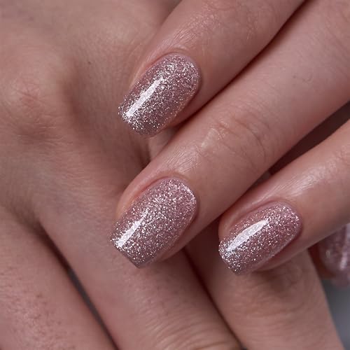 Image of CurvLife Soft Gel Squoval Press-On Nails Short, Reusable Fake Nails with Glue & Adhesive Tabs, 30PCS Salon-Quality Stick-On Nails for At-Home Manicure (Silk Stardust)