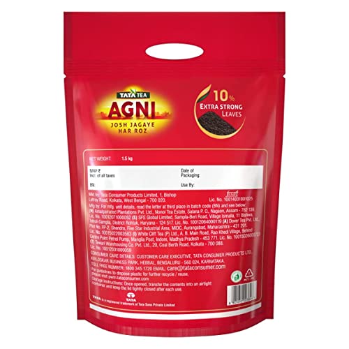 Image of TATA TEA AGNI Strong chai With 10% Extra Strong Leaves | Black Tea | 1.5 kg