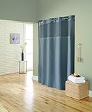 Hookless RBH72MY890 Mystery Mini Squares Polyester with PEVA Snap-in Liner and Flex-On Rings Shower Curtain, Frost Grey