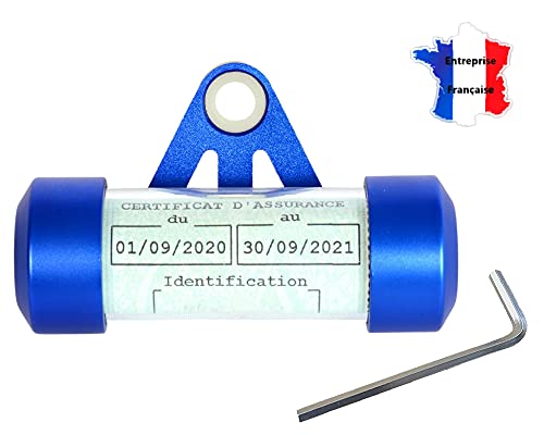 Porte Vignette Assurance Moto Tube, Accessoire Scooter/Moto Support De Vignette Assurance Etanche Bleu ✯Marque FRANÇAISE UGOZEN✯ 50x30 mm d'affichage pour Moto/Scooter/Quad - Image 8