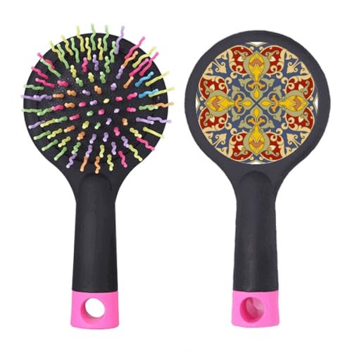 Brosse à cheveux démêlante à coussin d'air anti-nœuds avec motif floral