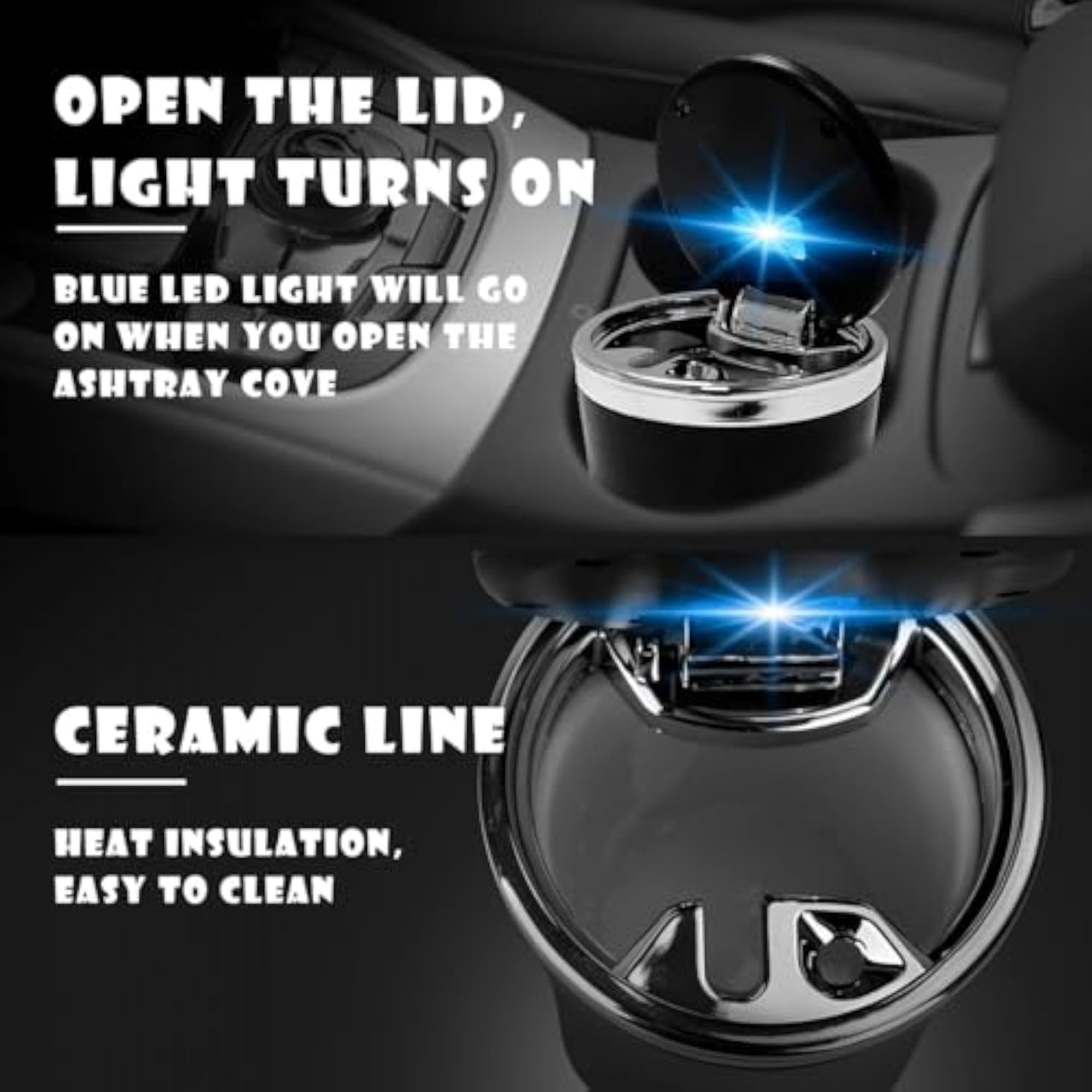 Portable Ceramic Car Ashtray with Lid