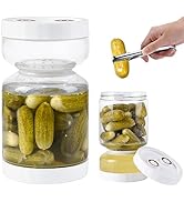 Glass Pickle Jar with Strainer Flip with Pickle Fork,53oz Pickle Container,Hourglass Pickle Juice...