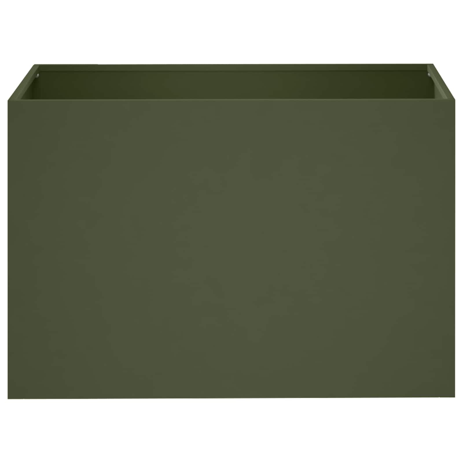 Vaso da giardino in acciaio d'oliva, 60 x 40 x 40 cm, per piante da esterno