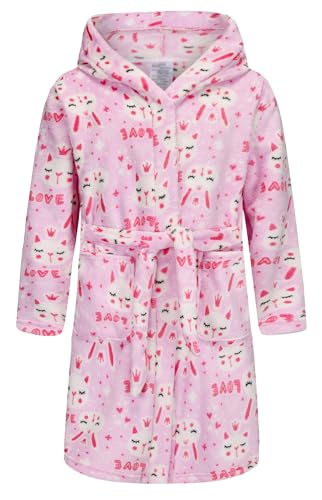Image of Girls Soft Fleece Robes Plush Hooded Bathrobes Sleepwear for Kids 2-16 Years