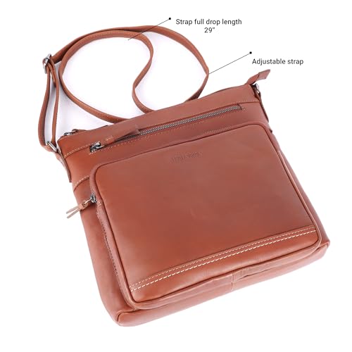 Image of LEDERBUCK Olga Women's Extra-Large Genuine Leather Crossbody Purse - Soft Triple-Zip Shoulder Bag