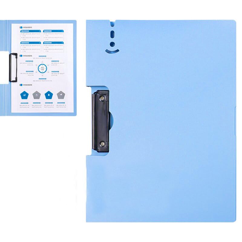 Image of AccuPrints Professional Clipboard File Folder with Cover, A4 Size, Pink, Metal Clip, Office Document Holder (Light Blue, A4) (A4P7)