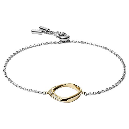 Misure: Length: 216mm Fossil Bracciale con Targhetta da Donna, Acciaio Inossidabile