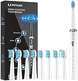Schall Elektrische Zahnbürste Schallzahnbürste - PHYLIAN Sonic Elektrische Zahnbürsten Mit 8 Ersatzbürsten , 5 Putzmodi , Timer , Aufladen 3 Stunden Hält 60 Tage