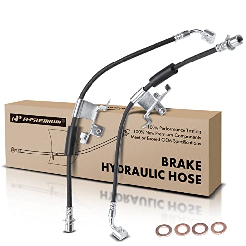 A-Premium Front Side Brake Hydraulic Hoses Compatible with Chevy, GMC and Cadillac Models - Silverado/Sierra 1500, Tahoe, Yukon(XL), Suburban, Avalanche, Escalade, Escalade ESV/EXT(Pack of 2)