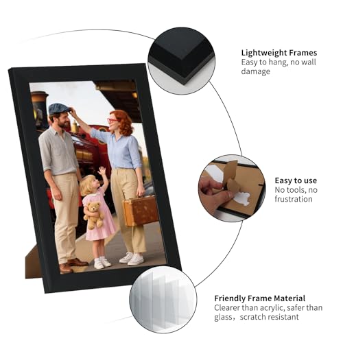 Image of Giftgarden 4x6 Picture Frame Black Set of 16, Lightweight 4 by 6 Photo Frames Bulk for Family, Office, Living Room Wall Hanging and Tabletop Display