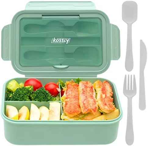 Bento Box For Adults Kids, 1100ML Lunch Container Bento Boxes With Built-in Utensil Set, Leakproof,Dishwasher Micro-Wave Safe(Mint Green)