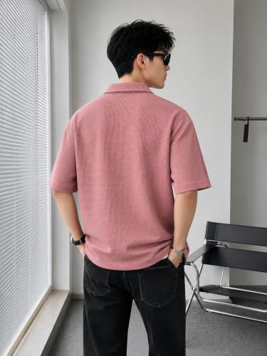 Image of Waffle (Cotton) Men t-Shirts Classic Short Sleeve Lightweight Summer Wear Casual Oversized t Shirt for Men