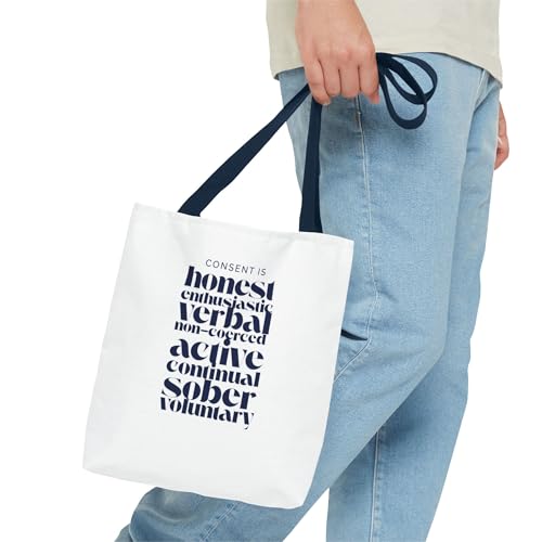 Consent Is Tote Bag – Bold Feminist Cotton Canvas Shoulder Bag, Reusable & Durable | 13x13, 16x16, 18x183
