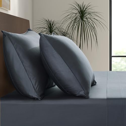 Image of Luxury Bamboo Market | King Envelope Pillowcase Set | 100% Viscose Made from Bamboo | Organically Grown | Ultra Soft | Cooling | 2pcs [Charcoal Grey]