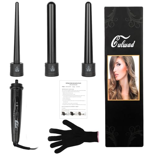 Culwad Lockenstab 3 in 1 Lockenwickler Set Multifunktions Austauschbare Keramikbeschichtung – mit Handschuh(Verpackung MEHRWEG) - 9