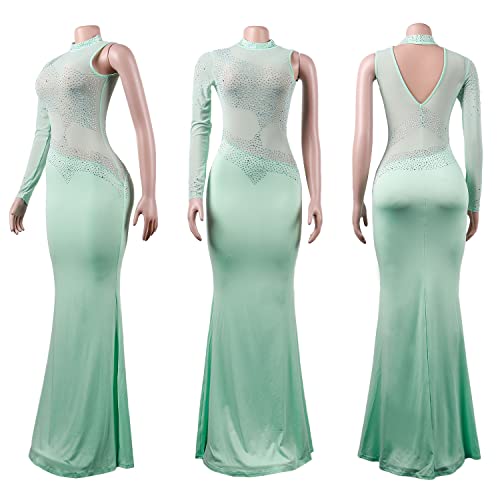 Image of PORRCEY Women's Sexy Elegant Rhinestone Bodycon Dress Hot Drilling Clubwear