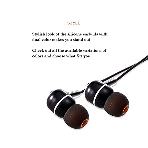 Image of Earbuds Replacement Tips Silicone Earbud Tips Ear Gels Fit for Inner Hole from 3.8mm - 5.1mm Earphones 9 Pairs S /M /L Black-Orange