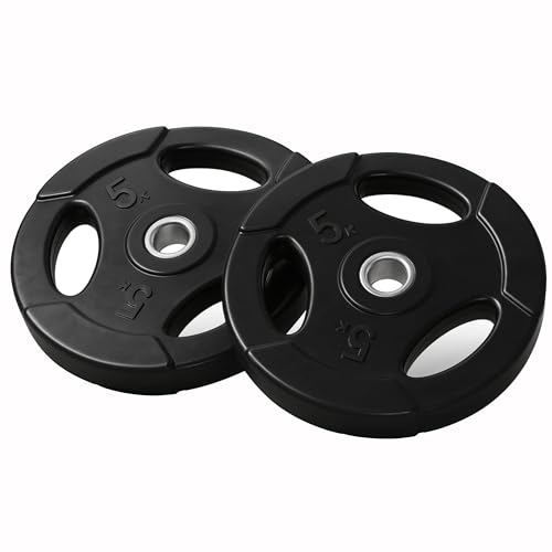 Image of WATSON 3 Cut Rubber Coated Metal Weight Lifting Bar Plates With Metal Bush Compatible Upto 30mm Gym Rods, Home Gym Weight Plates For Men & Women (10Kg Set (5Kg x 2))
