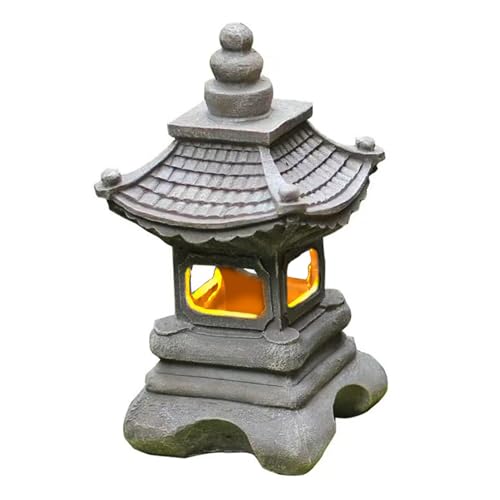 Hintyne Garden Lamp Solar Power Pagoda Lantern Tower Decorative Ornaments Garden Courtyard Resin Artifact Solar Lamp Japanese Stone Lantern