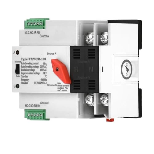 Commutateur de transfert ATS rail DIN 220V 2P 63A pour double alimentation électrique alternée
