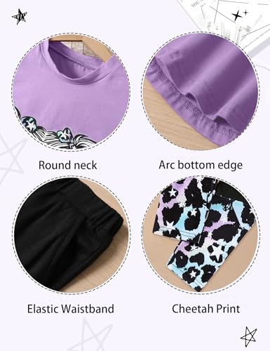 Image of Girls Outfits Short Sleeve Irregular Tops + Camouflage Long Legging Outfits 2PCs Summer Pant Sets 6-14T