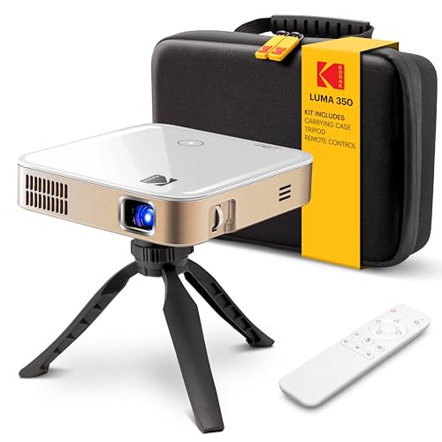 Image of KODAK Luma 350 Smart Mini Pocket Projector Kit with Tripod and EVA Case | Android OS, 4K Support, Wi-Fi, Bluetooth | Rechargeable Battery for Movies, Presentations, Teaching Art and Travel