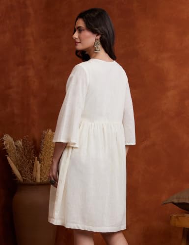 Image of Amazon Brand - Myx Women's Cotton Embroidered Dress | A-Line | Knee-Length | Casual Summer Outfit (Available in Plus Sizes)