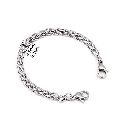 BAIYI HOPE Personalized Floral Medical Alert ID Bracelet Interchangeable Wheat Chain Medical Health Awareness Bracelet Stainless Steel Diabetes Emergency Identification Jewelry